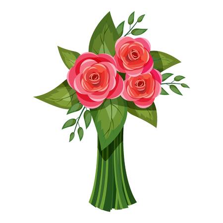 Pink roses bouquet icon. Isometric 3d illustration of pink roses bouquet vector icon for webのイラスト素材