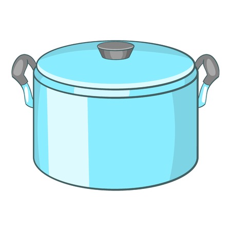 Pot with lid icon. Cartoon illustration of pot with lid vector icon for webのイラスト素材