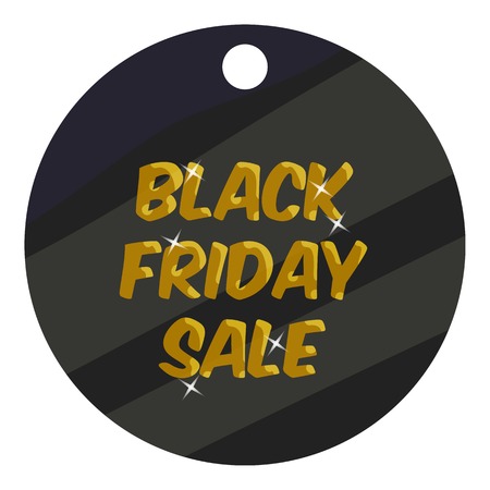 Round tag black friday sale icon. Cartoon illustration of round tag black friday sale vector icon for webのイラスト素材