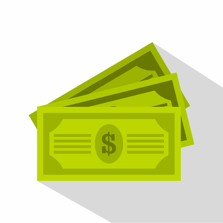Three dollar bills icon. Flat illustration of three dollar bills vector icon for webのイラスト素材