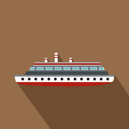 Long ship icon. Flat illustration of long ship vector icon for webのイラスト素材