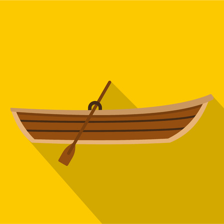Boat with paddle icon. Flat illustration of boat with paddle vector icon for webのイラスト素材