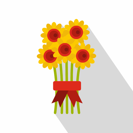 Bouquet of flowers icon. Flat illustration of bouquet of flowers vector icon for webのイラスト素材