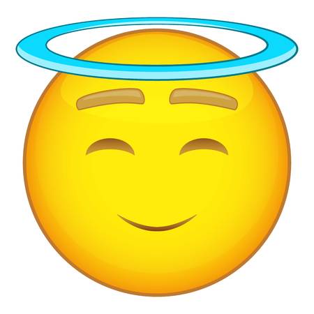 Emoticon with halo icon. Cartoon illustration of emoticon vector icon for web designのイラスト素材