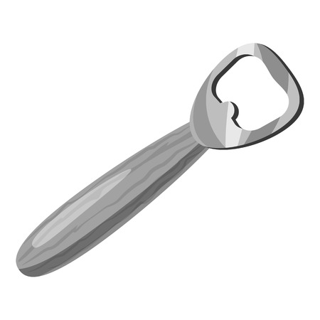 Bottle opener icon. Gray monochrome illustration of bottle opener vector icon for webのイラスト素材