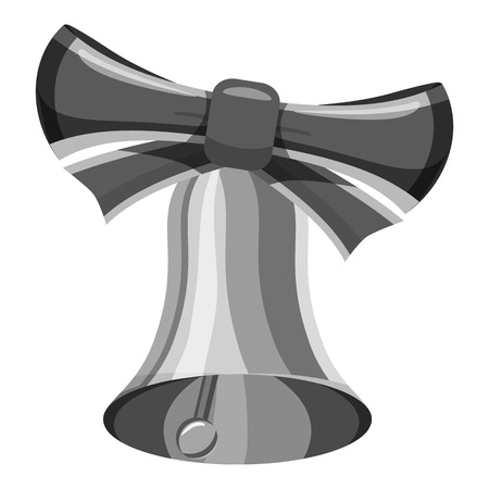 Bell with bow icon. Gray monochrome illustration of bell with bow vector icon for webのイラスト素材