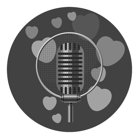 Retro microphone icon. Gray monochrome illustration of retro microphone vector icon for webのイラスト素材