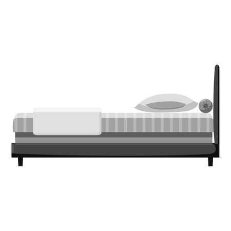 Hotel bed icon. Gray monochrome illustration of hotel bed vector icon for webのイラスト素材