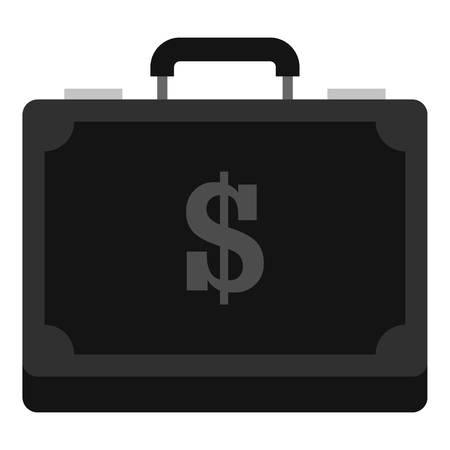 Briefcase full of money icon. Flat illustration of briefcase full of money vector icon for webのイラスト素材