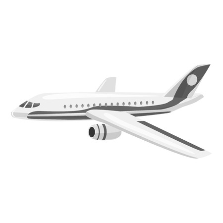 Plane icon. Gray monochrome illustration of plane vector icon for webのイラスト素材