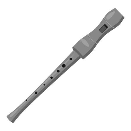 Flute icon. Gray monochrome illustration of flute vector icon for webのイラスト素材