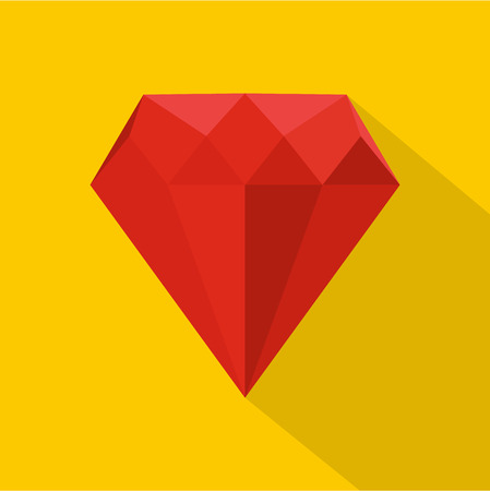 Ruby icon. Flat illustration of ruby vector icon for web isolated on yellow backgroundのイラスト素材