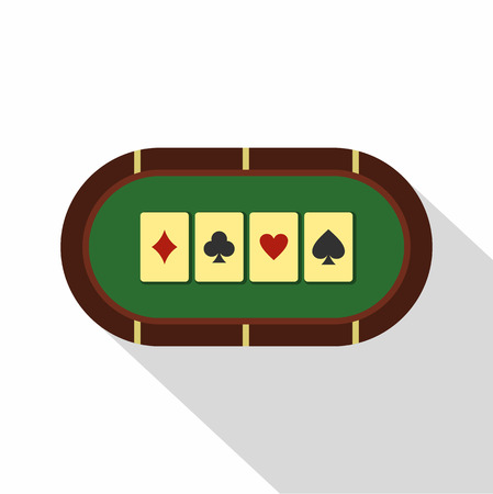 Green poker table icon. Flat illustration of poker table vector icon for web isolated on white backgroundのイラスト素材