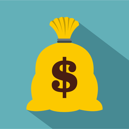 Money sack icon. Flat illustration of money sack vector icon for web isolated on baby blue backgroundのイラスト素材