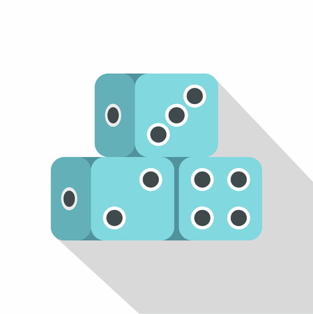 Blue dice cubes icon. Flat illustration of dice cubes vector icon for web isolated on white backgroundのイラスト素材