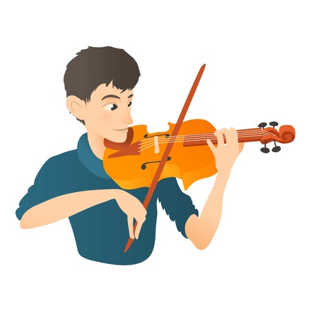 Man plays on violin icon. Flat illustration of man plays on violin vector icon for webのイラスト素材