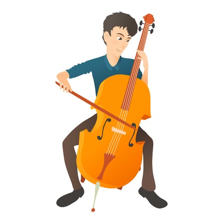 Man plays on cello icon. Flat illustration of man plays on cello vector icon for webのイラスト素材