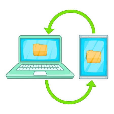 Mobile data synchronization icon. Cartoon illustration of data synchronization vector icon for web designのイラスト素材