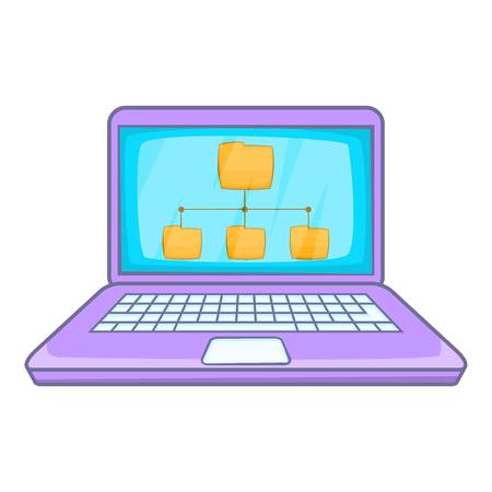 Folders on laptop screen icon. Cartoon illustration of laptop vector icon for web designのイラスト素材