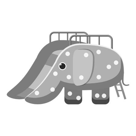 Childrens slide elephant icon. Gray monochrome illustration of childrens slide elephant vector icon for webのイラスト素材