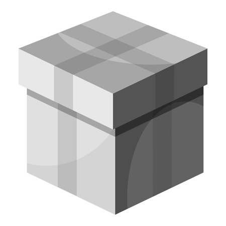 Box with lid icon. Gray monochrome illustration of box with lid vector icon for webのイラスト素材
