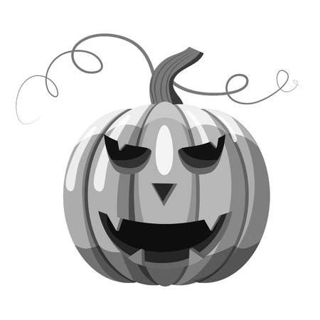 Halloween pumpkin icon. Gray monochrome illustration of pumpkin vector icon for webのイラスト素材