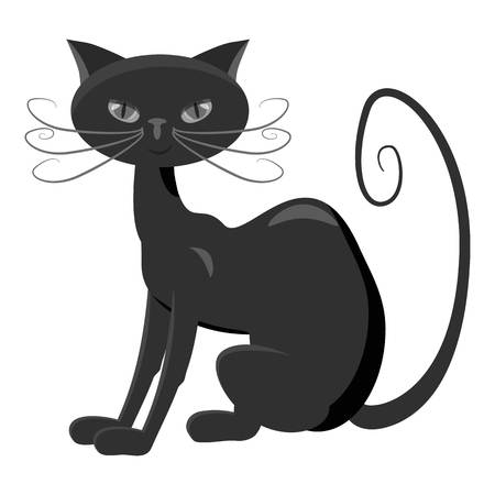 Black cat icon. Gray monochrome illustration of black cat vector icon for webのイラスト素材