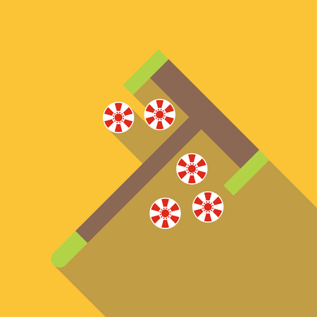 Roulette rake and chips icon. Flat illustration of roulette rake and chips vector icon for webのイラスト素材