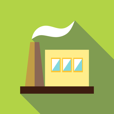 Factory building icon. Flat illustration of factory building vector icon for webのイラスト素材
