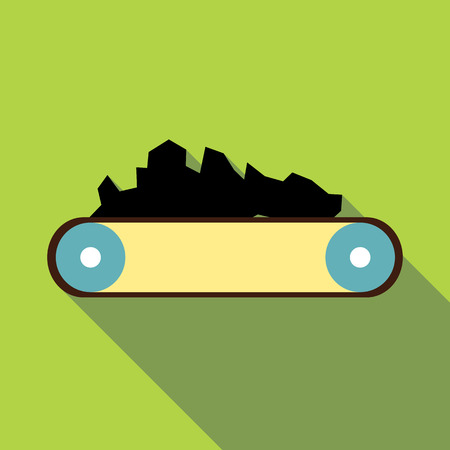 Conveyor belt carrying coal icon. Flat illustration of conveyor belt carrying coal vector icon for webのイラスト素材