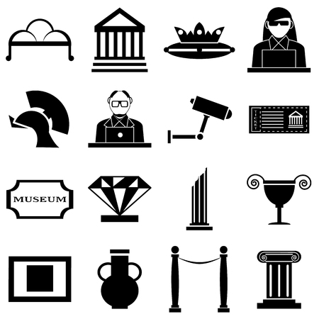 Museum icons set. Simple illustration of 16 museum vector icons for webのイラスト素材