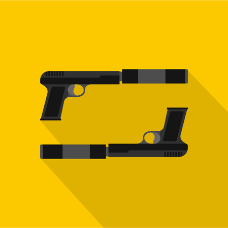 Gun icon. Flat illustration of gun vector icon for webのイラスト素材