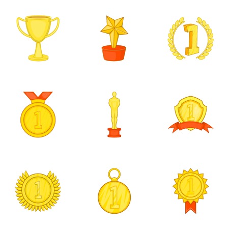 Competition icons set. Cartoon illustration of 9 competition vector icons for webのイラスト素材