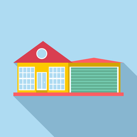 House with garage icon. Flat illustration of house vector icon for web designのイラスト素材