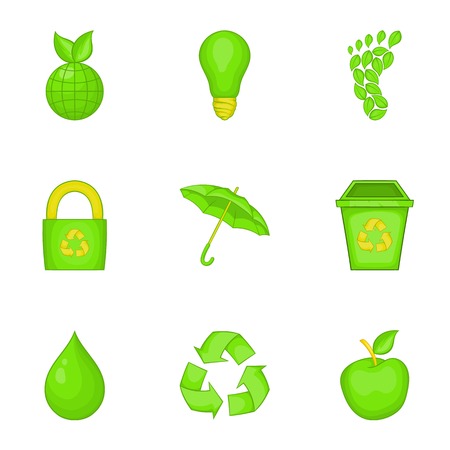Ecology icons set. Cartoon illustration of 9 ecology vector icons for webのイラスト素材