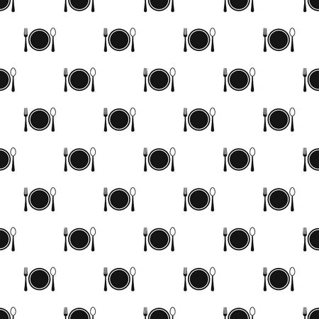 Plate with spoon and fork pattern. Simple illustration of plate with spoon and fork vector pattern for webのイラスト素材