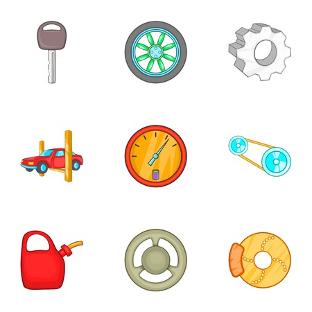 Garage icons set. Cartoon illustration of 9 garage vector icons for webのイラスト素材