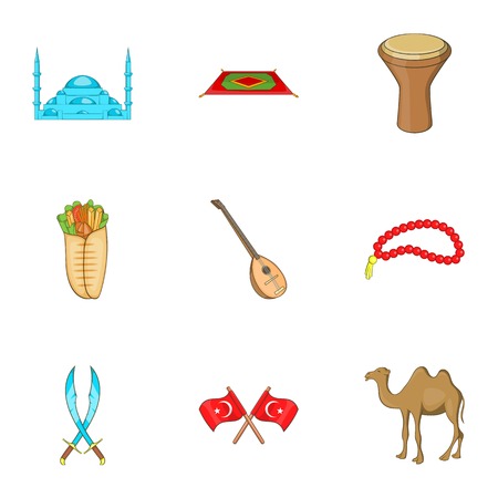 State of Turkey icons set. Cartoon illustration of 9 state of Turkey vector icons for webのイラスト素材
