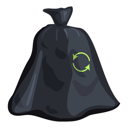 Garbage bag icon. Cartoon illustration of garbage bag vector icon for webのイラスト素材