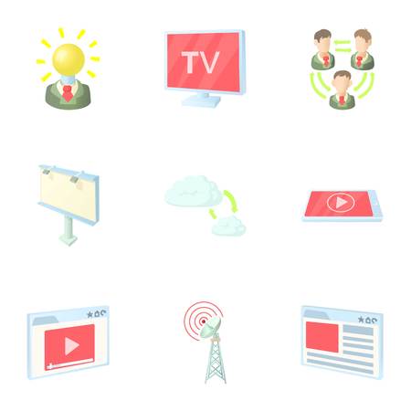 Broadcast icons set. Cartoon illustration of 9 broadcast vector icons for webのイラスト素材