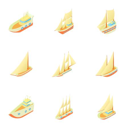 Yachts icons set. Cartoon illustration of 9 yachts vector icons for webのイラスト素材