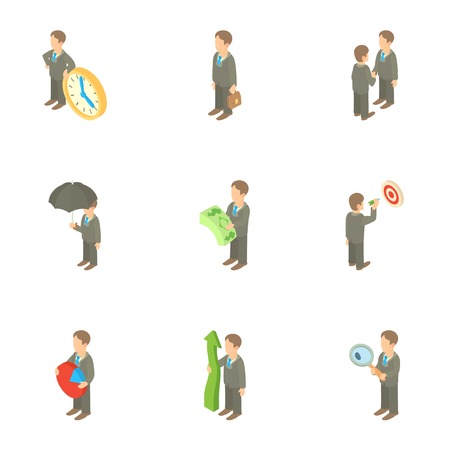 Manager icons set. Cartoon illustration of 9 manager vector icons for webのイラスト素材