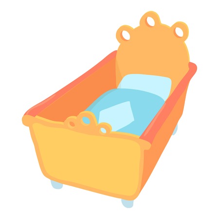 Baby bed icon. Cartoon illustration of baby bed vector icon for webのイラスト素材