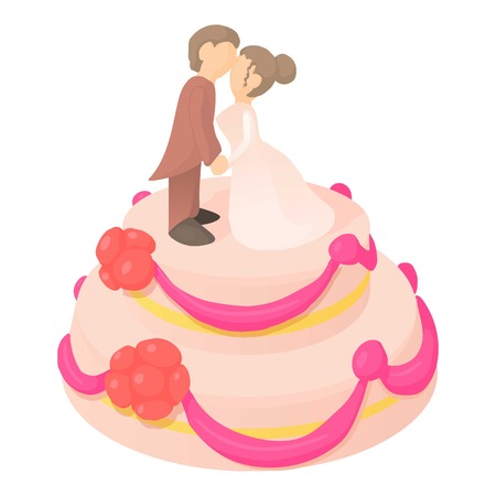 Wedding cake icon. Cartoon illustration of wedding cake vector icon for webのイラスト素材