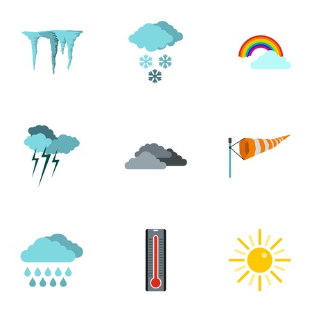 Air temperature icons set. Flat illustration of 9 air temperature vector icons for webのイラスト素材