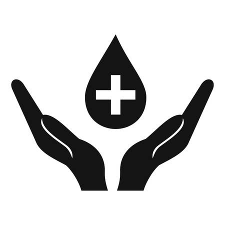 Hands holding blood drop icon. Simple illustration of hands holding blood drop icon for web designのイラスト素材