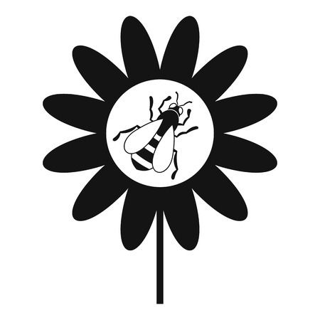 Bee on flower icon. Simple illustration of bee on flower icon for webのイラスト素材