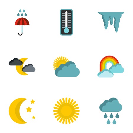 Weather icons set. Flat illustration of 9 weather vector icons for webのイラスト素材