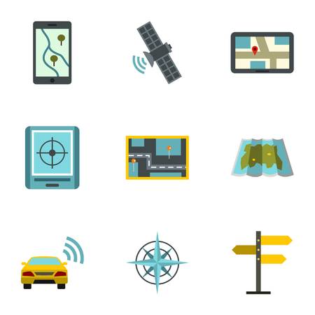 GPS map icons set. Flat illustration of 9 GPS map vector icons for webのイラスト素材