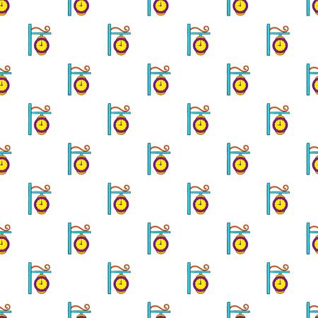 Street clock pattern. Cartoon illustration of street clock vector pattern for webのイラスト素材